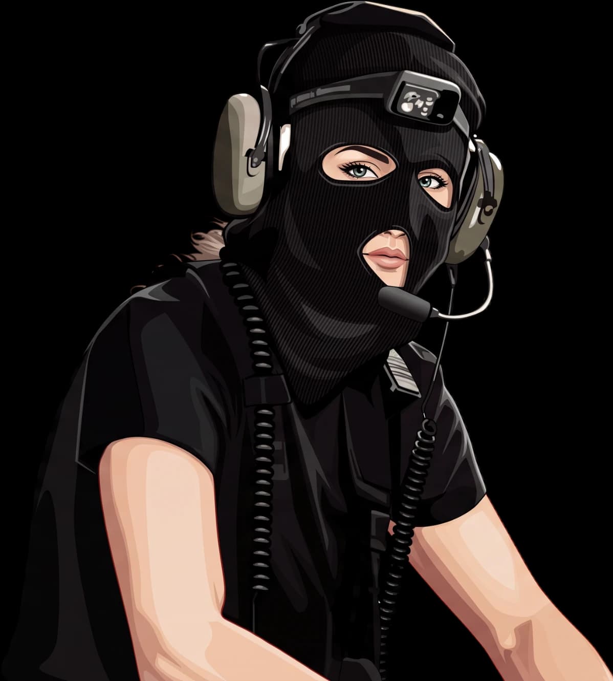 TOMCOMM crew member wearing an intercom headset ready for live event communications