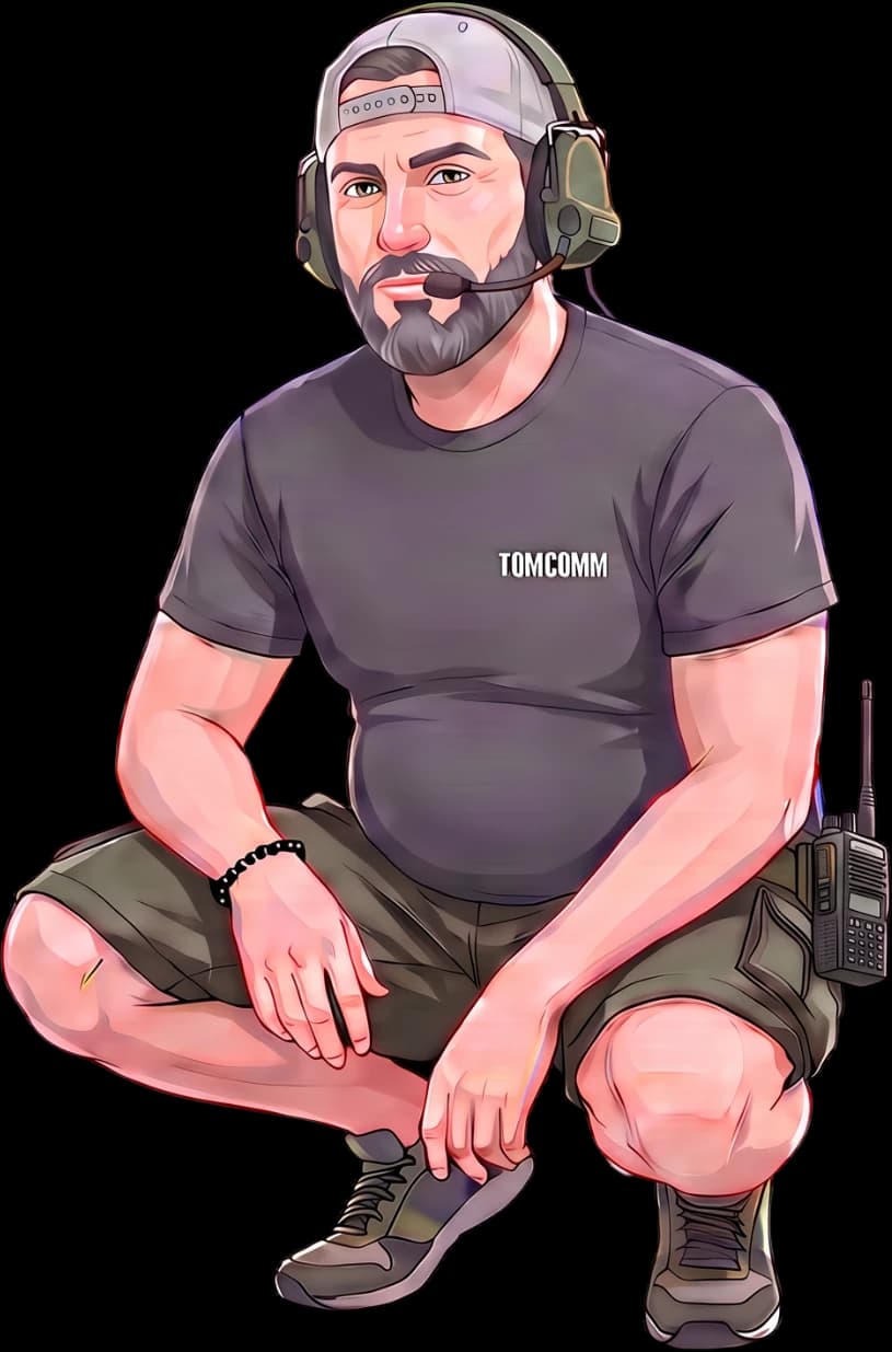 TOMCOMM engineer wearing an intercom headset and beltpack at a live event