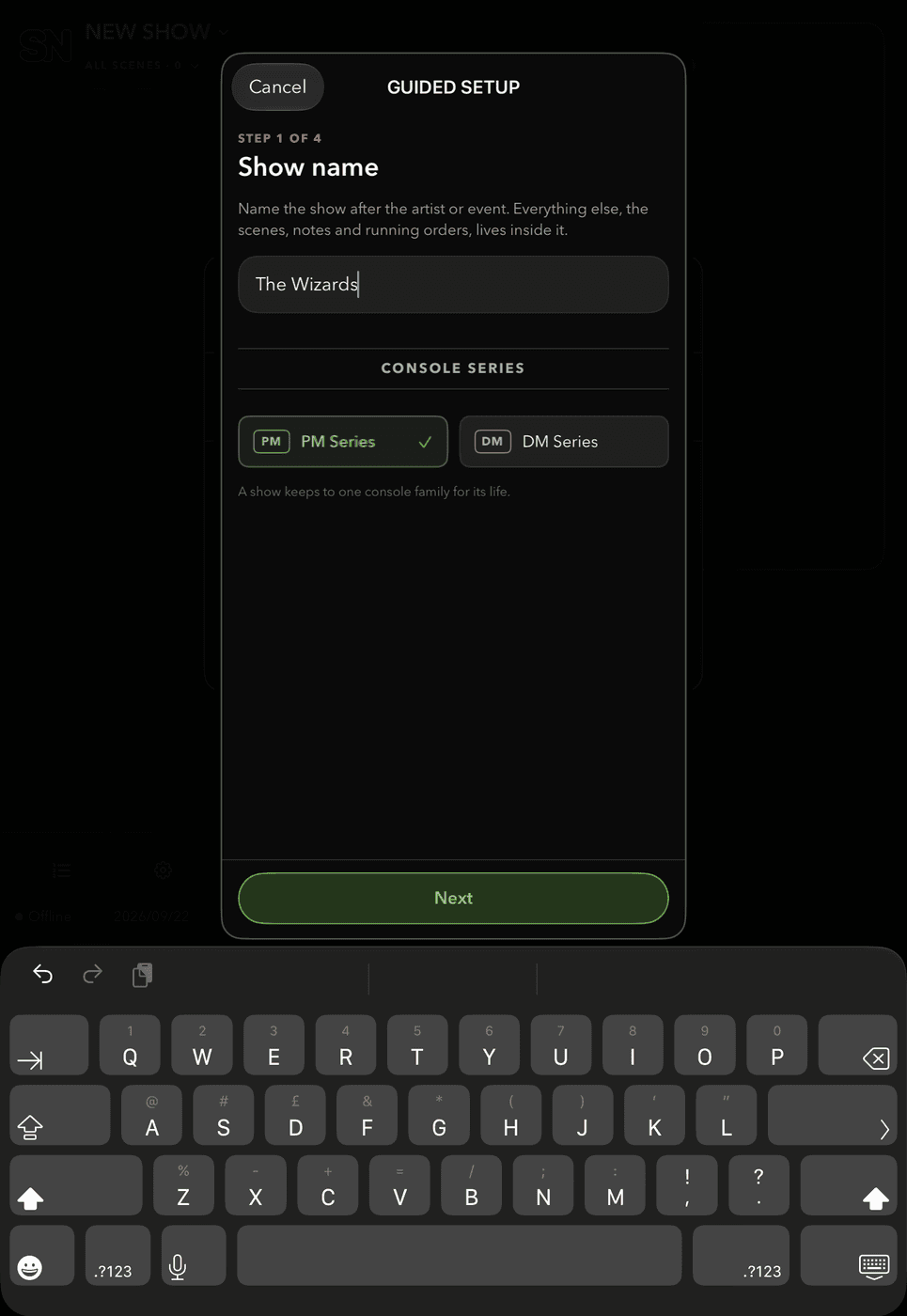 Guided setup step 1: Name and console series