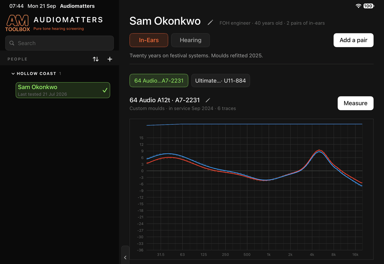 Audiomatters Toolbox on an iPad