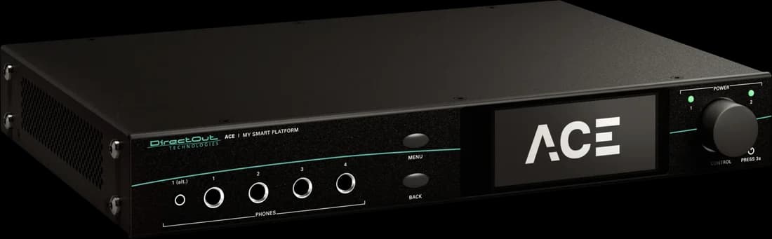 DirectOut ACE audio processing and routing platform, front panel with touch display