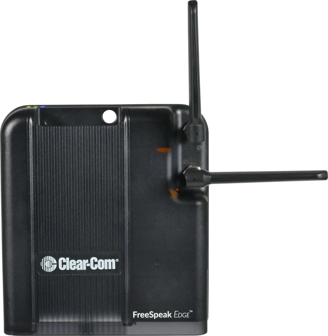 Clear-Com FreeSpeak Edge 5 GHz transceiver with antennas fitted