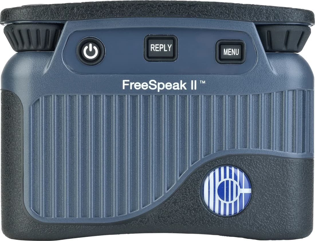 Clear-Com FreeSpeak II 1.9 GHz wireless beltpack, front view