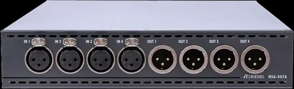 Riedel NSA-002A Network Stream Adapter, front panel with XLR inputs and outputs